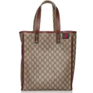 Gucci Brown GG Supreme Web Tote Bag